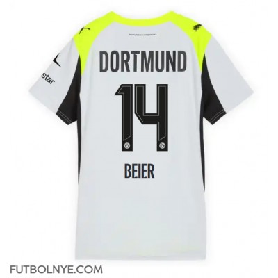 Camiseta Borussia Dortmund Maximilian Beier #14 Visitante Equipación para mujer 2025-26 manga corta Camiseta Borussia Dortmund Maximilian Beier #14 Visitante Equipación para mujer 2025-26 manga corta
